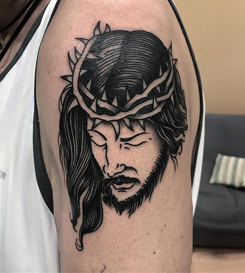 Traditional Jesus tattoo